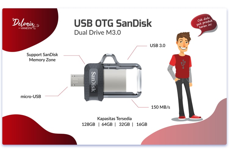 Spesifikasi USB OTG SanDisk Dual Drive M3.0