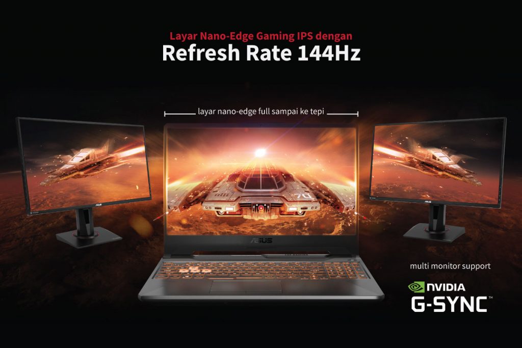 ASUS TUF Gaming A15 FX506 Layar desain Nano-Edge IPS dengan Refresh Rate 144Hz